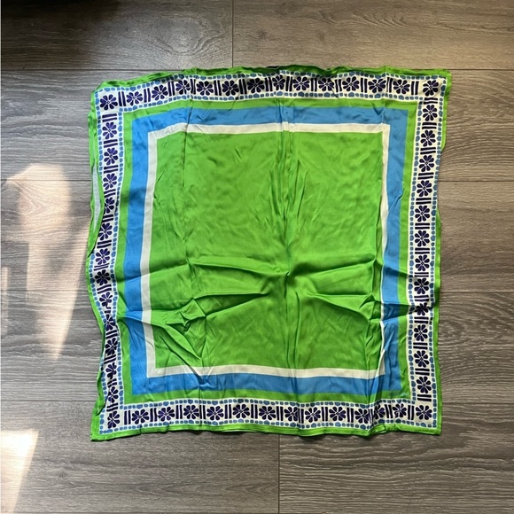 FRNCH Paris Green Blue Square Scarf Sleeveless Print Summer Shirt One Size - Picture 8 of 8